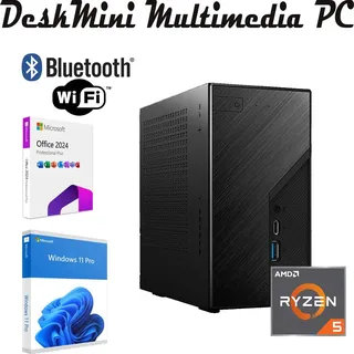 ASROCK DeskMini X600 Multimedia PC Ryzen 5 8600G 5,0 GHz Radeon 760M 64GB RAM 4TB SSD Win 11 Office 24 Pro