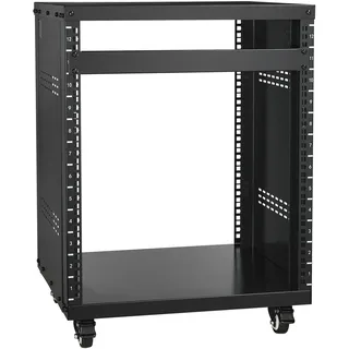 VEVOR 12U AV-Rack-Ständer, 500 lbs Kapazität, Netzwerk-Stereo-Aufnahmestudio-Rack mit feststellbaren Lenkrollen, runden und quadratischen Löchern, speziellen Belüftungsöffnungen für die Montage von 19-Zoll-Audio-, Video-, Musik- und IT-Geräten