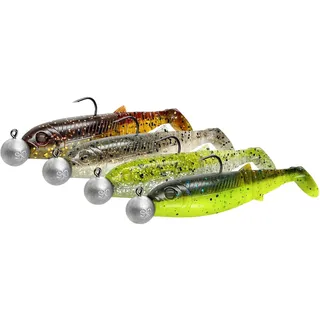 Savage Gear Cannibal Shad Mix - Paddle Tail Shad Köder für Barsch, Hecht, Zander, Forelle, Wels - UV aktiv, Strike-Triggering Scent, Süß- & Salzwasser Angler Kit Clear Water Mix 12.5 cm