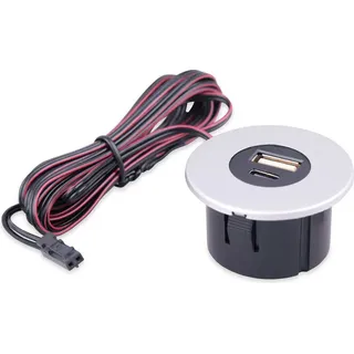 Kalb Material Für Möbel Einbau USB-Hub 2 in 1 USB und USB-C, für Smartphone, Tablet, E-Reader Möbeleinbau 12V