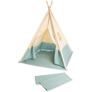 Pinolino Zelt Tipi Yuma mit Fenster, Bodenplatte, Wimpelkette & Aufbewahrungsbeutel - Natur