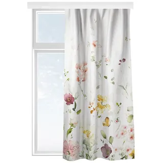 Bilderdepot24 Vorhang Gardine Aquarell Blumen Modern Blütenarrangement Türvorhang Raumteiler (1 St), Multifunktionsband, blickdicht, Samt, Schiebegardinen Schlafzimmer Wohnzimmer Schiebevorhang bunt 130 cm x 225 cm