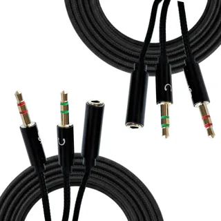 CanQuanSWZX 2PCS Audio Splitter Y Adapter 3.5mm, 2 Stück Headset Splitter 1 auf 2 Klinke, Aux Splitter 1 in 2 Out, Klinke Splitter für Kopfhörer Mikrofon PC Laptop Smartphone, 0,25m