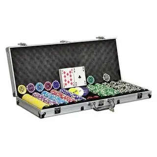 Nexos Pokerkoffer FP32509, 500 Chips, Aluminium-Koffer, 2 Decks, Dealer Button, Würfel