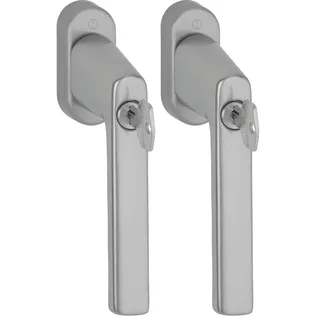 HOPPE Fenstergriff abschließbar VarioFit - VK 7x32-42mm - abschließbarer Fenstergriff mit Schlüssel, Aluminium Edelstahl Effekt (Packung mit 2)