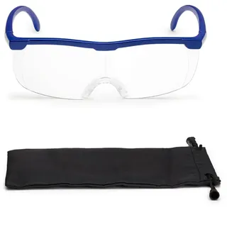 FALINGO Lupenbrille Vergrößerungsbrille Leselupe Lupe auf der Nase Vergrößerung auf 200%, Geeignet für Brillenträger, Beide Hände frei blau