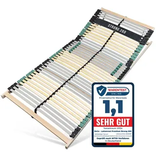 Sleepneo Lattenrost 90x200 PREMIUM STRONG 200 aus Buchenholz, Kopfteil verstellbar, 7 Zonen Lattenrost mit 42 Latten, Made in Germany, bis 200Kg