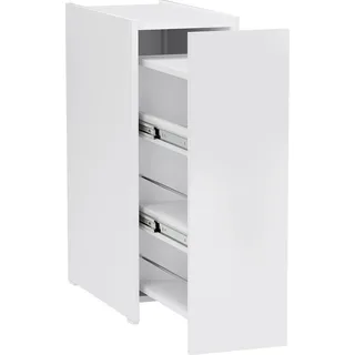 HOMCOM Badezimmerschrank schmal, Toilettenschrank Beistellschrank mit Rad, Schublade inkl. 3 tiefe Fächer, Nischenregal, Badschrank für kleine Räume, Wohnzimmer, Badezimmer, 47 x 25 x 66,5 cm Weiß   Aosom