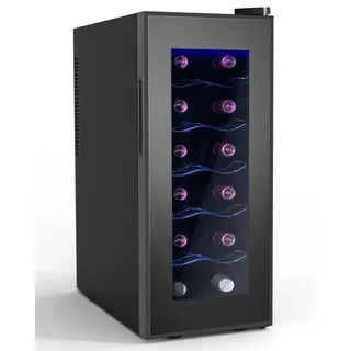 oyajia Weinkühlschrank Weinkühlschrank 33L für 12 Standardflaschen á 0,75l,Wein Flaschenkühlschrank Weintemperierschrank Weinschrank Kühlschrank schwarz