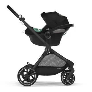 Cybex Gold Kinderwagen EOS 2-in-1 mit Babyschale Aton B2 i-Size und Babyschalen-Adapter, Reisesystem, Ab Geburt bis 22 kg (ca. 4 Jahre), Moon Black (Schwarz)