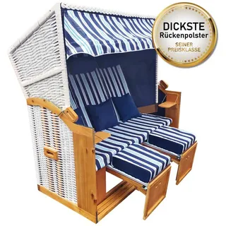 Brast XXL Strandkorb 3-Sitzer Usedom hellblau gestreift