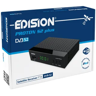 Edision Proton S2 Plus Full HD Satelliten Receiver FTA, 2in1 Komfort-Fernbedienung, Unicable tauglich (DVB-S2, HDMI, SCART, S/PDIF, USB, LAN, USB WiFi Support, Vorinstallierte deutsche Programmliste)