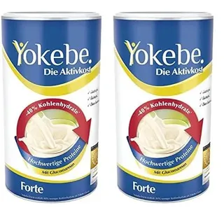 Yokebe Forte - Diätshake zur Gewichtsabnahme - 40% weniger Kohlenhydrate - glutenfrei, laktosefrei und vegetarisch - kalorienarmer Diät-Drink mit Proteinen - 500 g : 10 Portionen (Packung mit 2)
