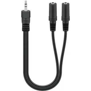 goobay Audiokabel 3,5mm-Klinken-Stecker stereo / 2x 3,5mm-Klinken-Kupplungen stereo 0,2m (50464)