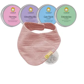 Löwenkind Babypflege-Set Startklar-Set, Sanfte Unterstützung aus der Natur rosa