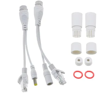Laroal 1 Paar POE Splitter Outdoor Wasserdicht Power Over Ethernet Splitter für Netzwerk Kamera IP Kamera AP Voip Telefon
