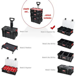 Kreher Werkzeugtrolley 'Q-Brick' aus Kunststoff in Schwarz (Module wählbar)