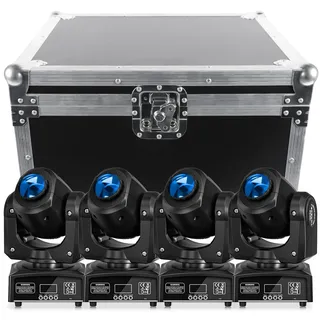 4 Stück Moving Head Bühnenlicht mit 1 Flightcase, LED RGBW Beam Pattern DMX512 DJ Partylicht für Disco KTV DJ Club