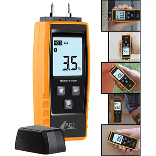 AGT Mobiler 4in1-Feuchtigkeitsdetektor, Batterie-Betrieb, LCD-Display