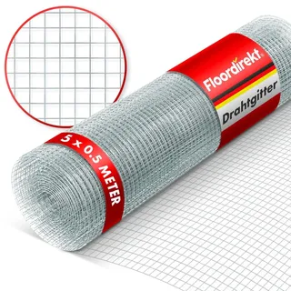 Floordirekt Drahtgitter Verzinkt Maschenweite 6,3 mm Höhe 50 cm Länge 5 m Silber