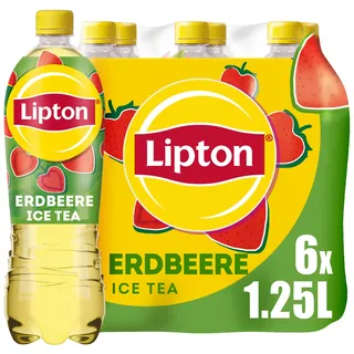 Lipton Ice Tea Strawberry, Eistee mit Erdbeere Geschmack, EINWEG (6 x 1.25 l) (Packung mit 6)