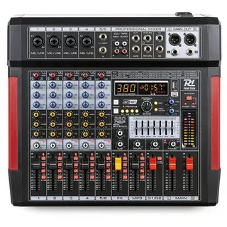 Power Dynamics PDM-T604 Stage Mixer 6-Channel DSP/MP3, professionelles Audio Mischpult, Audio Mixer, Soundmischpult
