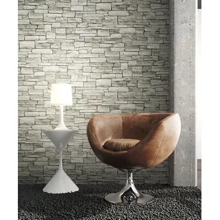 Newroom Vliestapete Grün Tapete Ziegelstein Mauer,Stein, Steintapete Grau Grün Ziegelstein Backstein Mauerwerk Klinker Tapete Steinoptik Wohnzimmer Schlafzimmer Flur, Backstein grau|grün