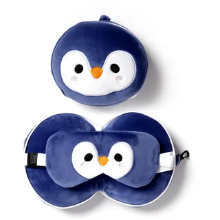Puckator Relaxeazzz Plüsch Pinguin Reisekissen & Schlafmaske