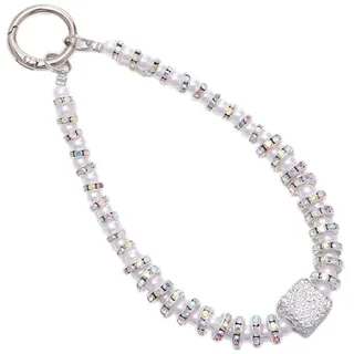 Whakano Glitzer Handykette Perlen,Handykette Universal,Hand Lanyard Handyanhänger,Kurz Handygurt,Ersatzkette Abnehmbare,Handy Kette Kordel zum Umhängen,für Handy,Kamera,Geldbörse Dekor,Strass Weiß