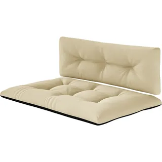 Outsunny Palettenkissen 2er Set Wasserabweisend Sitzkissen Palettenpolster mit Getuftetem Design Rückenlehne Outdoor Kissen Palettenauflagen für Europaletten Palettensofa 120 x 77 x 10 cm Beige   Aosom