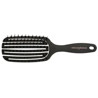 HERCULES SÄGEMANN - Flexy Shape Brush (oval) | Haarbürste zum extra sanften Entwirren. Haarbürste mit ergonomischem Griff, mit Naturborsten und Nylonpins für gesundes Haar | Farbe: Schwarz