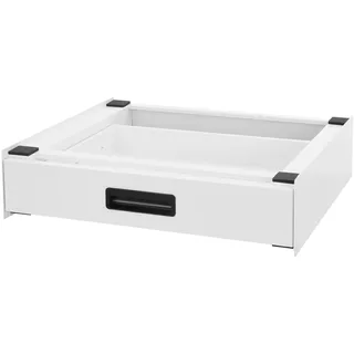 ML-Design Verbindungsrahmen für Waschmaschine und Trockner mit ausziehbarer Schublade, Stahl, 60x55cm, Weiß, rutschfest, Zwischenbausatz Universal Zwischenrahmen Zwischenbaurahmen Trocknersäule