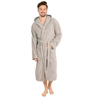 Blumtal Bademantel Herren, Baumwolle, mit gefütterter Kapuze, mit samtigen Frottee-Velours, Oeko-TEX® Zertifiziert grau L