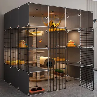 FANOYA Outdoor Katzengehege, Katzengehege Outdoor Groß, DIY-katzenlaufstall, Faltbar, Super Tragfähig, Dickerer Stahlrahmen, Sicherer, Einfach zu Montieren