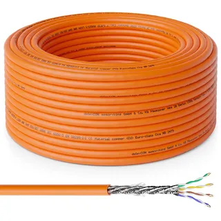 deleyCON 50m CAT.7 Verlegekabel Kupfer Starr S/FTP PIMF 1000 MHz 10 Gbit | Netzwerkkabel Installationskabel, LAN Kabel, Ethernet Datenkabel, Gigabit, LSZH halogenfrei, BauPVO, GHMT zertifiziert