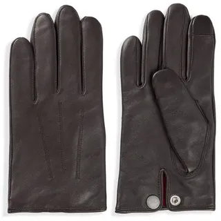 Hugo Lederhandschuhe HUGO "Jaan", Damen, Gr. 9, braun (schwarz braun 204), Leder, Handschuhe Lederhandschuhe, mit Logo auf dem Knopf