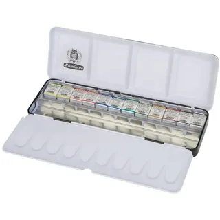 Schmincke Horadam Aquarell Metallkasten 12 1/2 Näpfchen + Leerschiene