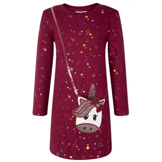 happy girls Strickkleid mit tollem Einhorn-Motiv rot 92 EU