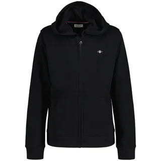 GANT Kinder Sweatjacke - SHIELD FULL ZIP HOODIE, Kapuze, Reißverschluss, Baumwolle Schwarz 134/140