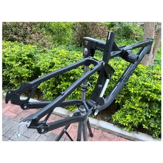 HIMALO Vollgefederter MTB Rahmen 26/27,5er Trail Mountainbike Rahmen 17'' Aluminiumlegierung Scheibenbremsrahmen DH/XC/AM QR 135mm Federweg 120mm (Color : Black, Size : 26 * 17'')