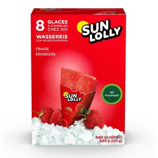 sun-lolly SUN LOLLY Wassereis Erdbeere 8x 60,0 ml