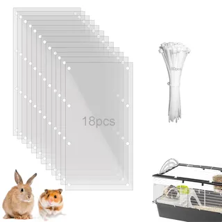 PeSandy Haustierkäfig-Einlage, Käfig Urin Schutz, 18 STÜCKE Schutz Käfig Streu für Kleintiere Kaninchen Meerschweinchen Hamster Chinchilla Igel Frettchen Ratten (Transparent, 30 x 15CM)