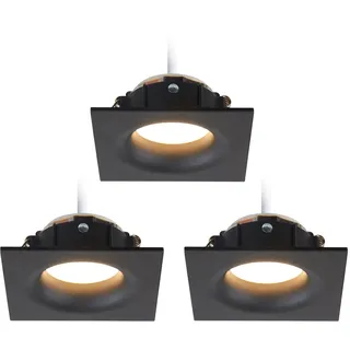 HCFEI LED Einbaustrahler Set eckig - schwarz 5 Watt dimmbar 230V flach blendfrei – Einbauleuchte Ø 68mm Bohrloch – Einbau-Spot Decken-Strahler Deckeneinbaustrahler (3er set - Warmweiß)