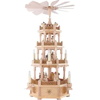 Richard Glässer GmbH Seiffen Glässer Erzgebirge Pyramide Christi Geburt natur elektrisch H 59 cm