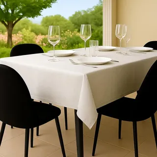 Tischdecke Outdoor Abwaschbar 100x140 Weiß Gartentischdecke Tischdecken Wetterfest Wachstuchtischdecke Table Cloth Made in Italy für Den Außenbereich Tischtuch