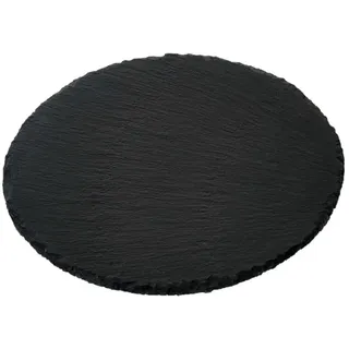 Dragimex Getränkeuntersetzer SCHIEFER-DEKOPLATTE. RUND. 20cm. Kanten GEBROCHEN. grau