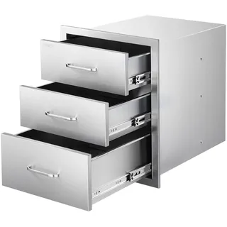 Vevor Outdoor Küchenschubladen 46x59x59 cm (BxTxH), Dreifach-Grillschubladen aus Edelstahl mit Griffen, Grillschubladen für Außenküche oder Grillinsel-Terrassengrillstation Schubladenschrank