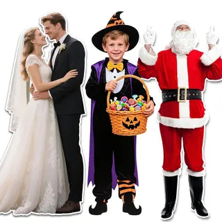 Individuelle lebensgroße Pappaufsteller,1-8 ft Personalisierte Life Size Cardboard Cutout,Laden Sie Ihr eigenes Foto hoch – perfekt für Hochzeit, Weihnachten, Halloween,Geburtstag Aktivitäten