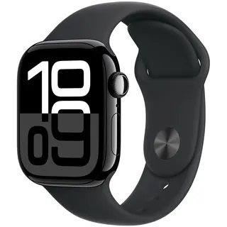 Apple Watch Series 10 GPS 42 mm Aluminiumgehäuse diamantschwarz Sportarmband schwarz M/L