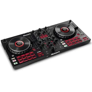 Numark Mixtrack Platinum FX + SoundSwitch Micro DMX Schnittstelle – DJ-Controller für Serato DJ mit 4-Deck Kontrolle + USB-zu-DMX-Interface mit 3 Monaten freiem SoundSwitch-Software-Zugriff